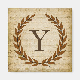 Íman Laurel Wreath Sheet Music Monograma Inicial Y