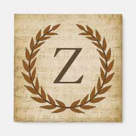 Íman Laurel Wreath Sheet Music Monograma Inicial Z