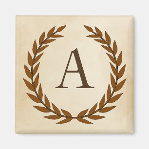 Íman Laurel Wreath sobre o pergaminho Monograma Inicial