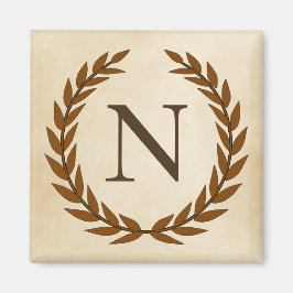 Íman Laurel Wreath sobre o pergaminho Monograma Inicial