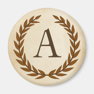 Íman Laurel Wreath sobre o pergaminho Monograma Inicial