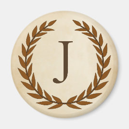 Íman Laurel Wreath sobre o pergaminho Monograma Inicial