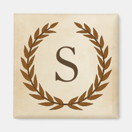Íman Laurel Wreath sobre o pergaminho Monograma Inicial