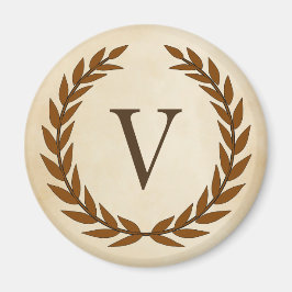 Íman Laurel Wreath sobre o pergaminho Monograma Inicial