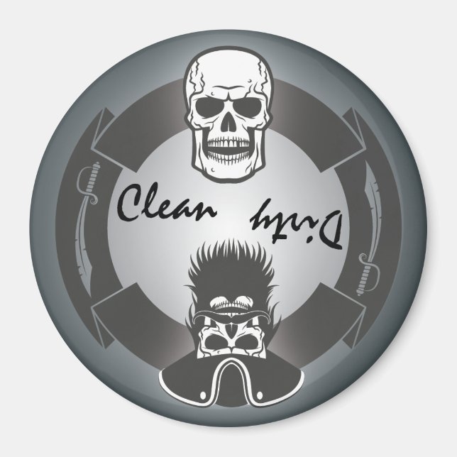 Íman Lava-louça limpa de esqueleto pirata (Frente)