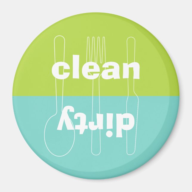 Íman Lava-louça verde azul limpa e limpa moderna (Frente)