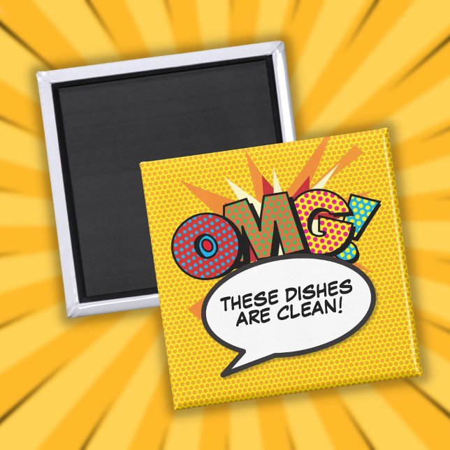 Íman Lava-Louças OMG Limpo Sujo Mensagem Personalizada (OMG Dishwasher Clean Dirty Custom Message Magnet)