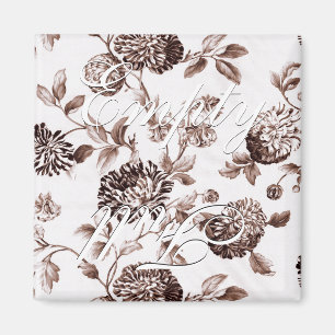 Íman Lavadora de Cheios Floral de Banho Marrom Vintage