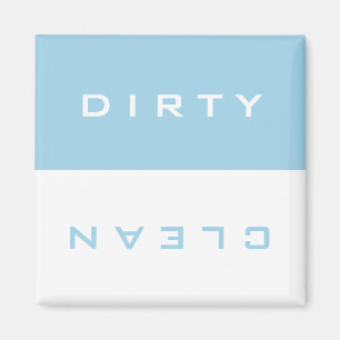 Íman Lavadora de louça brilhante azul e branca suja/li