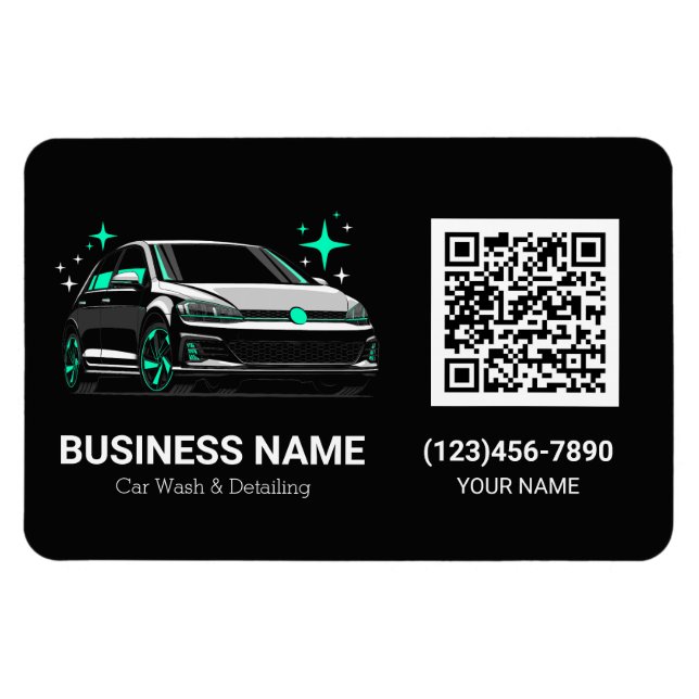 Íman Lavagem de Carros Móvel & Detalhamento Código QR p (Horizontal)