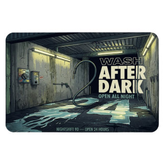 Íman Lavagem de Carros Retro Wash After Dark 4x6 Magnet