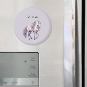 Íman Lavanda Branca de Cavalo Floral