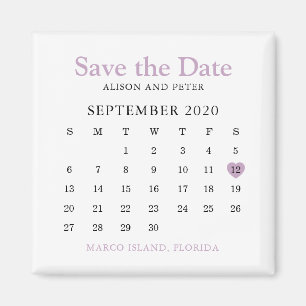 Íman Lavanda Calendário Coração Casamento Salvar a D