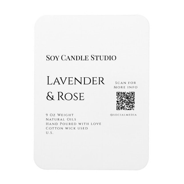 Íman Lavanda soy candela com rosa adicione q r código t (Vertical)