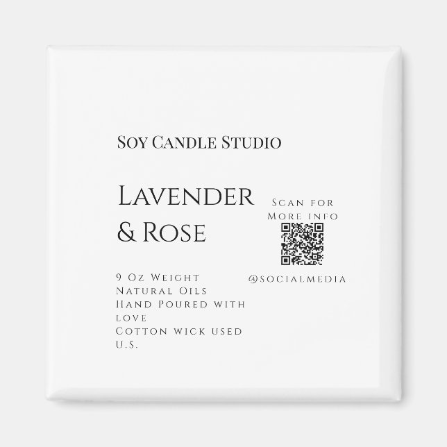 Íman Lavanda soy candela com rosa adicione q r código t (Frente)