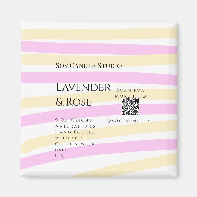 Íman Lavanda soy candela com rosa adicione q r código t (Frente)