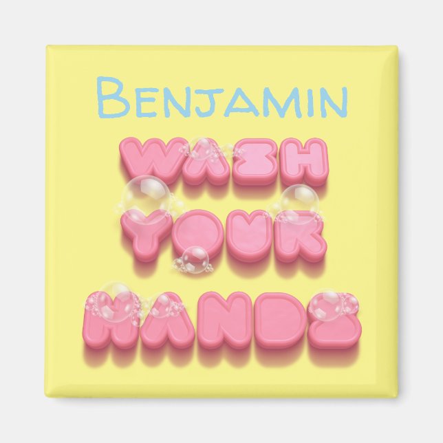 Íman Lave o lembrete de higiene das mãos (Frente)