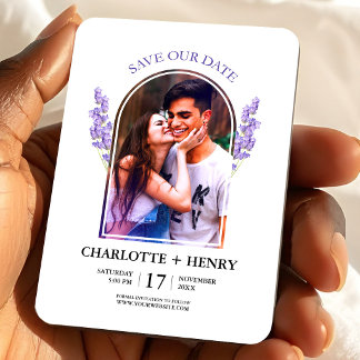 Íman Lavender Photo Save the Date Floral Wedding