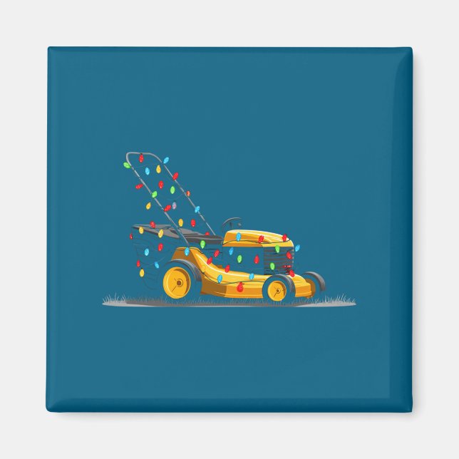 Íman Lawn Mower Christmas Graphics Lights Lover Mowing  (Frente)