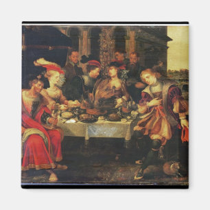 Íman Lazarus na mesa de homem rico, 1618 (óleo no canv