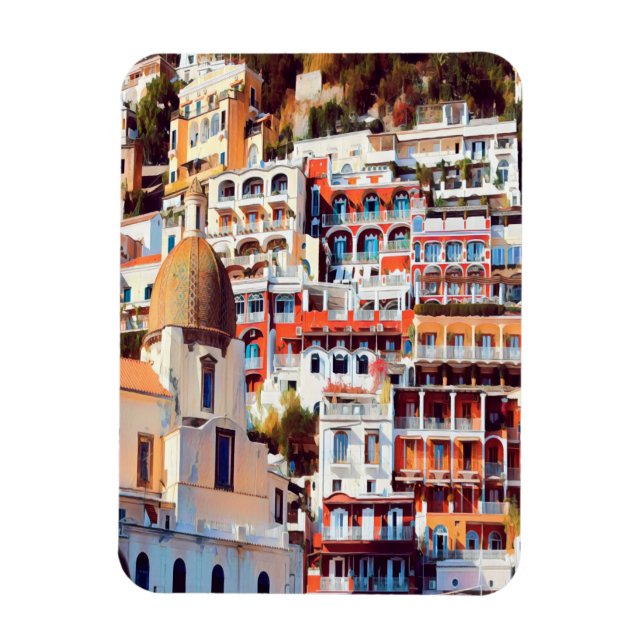 Íman ldp POSITANO - cidade - Papais noeis da igreja Mar (Vertical)