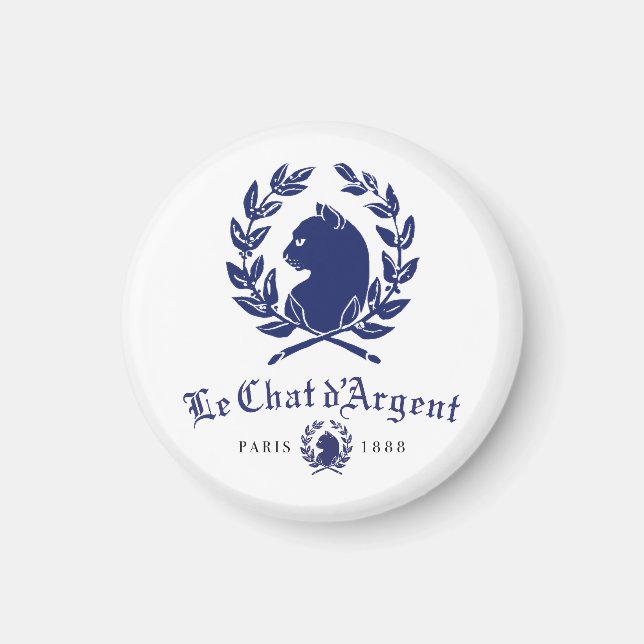 Íman Le Chat d'Argent Paris Ímã Redondo | Clássico Azul (Frente)