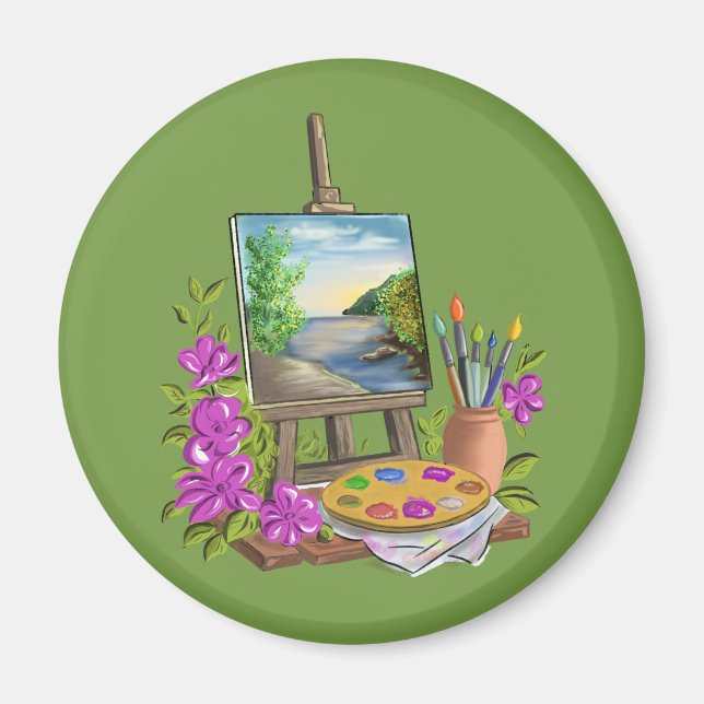 Íman Le chevalet del'artiste peintre. (Frente)