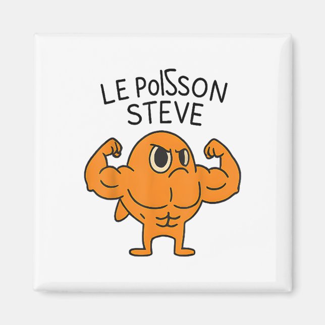 Íman Le Poisson Steve Funny Muscular Fish Cartoon (Frente)