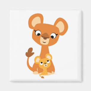 Íman Leão bonito da mãe dos desenhos animados e ímã