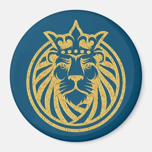 Íman Leão com Coroa - Estilo Dourado 4 (Frente)