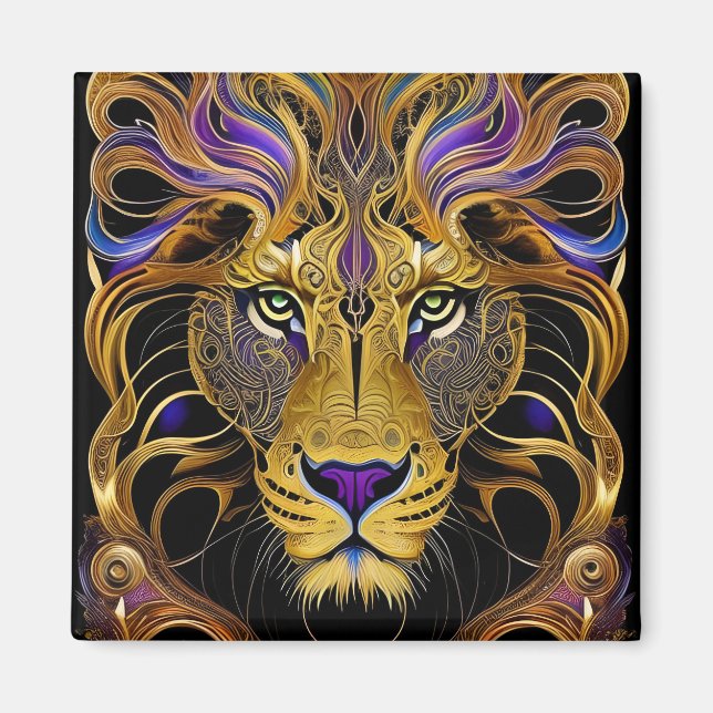 Íman Leão de Filigre Dourado (Frente)