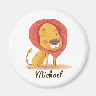 Íman Leão de LARANJA AMARELO Bonito Personalizável