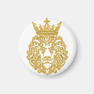 Íman Leão Dourado com Coroa - Estilo de Bordado Majesto