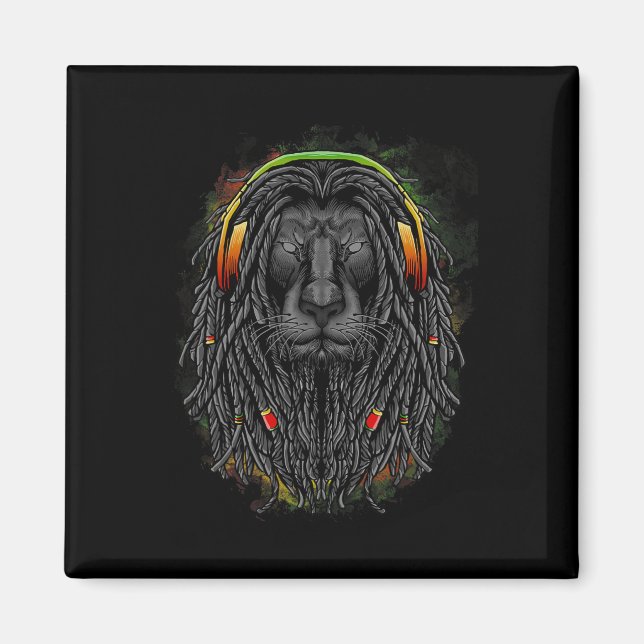Íman Leão Rasta Negro Com Pentes - Mostre Seu Orgulho (Frente)