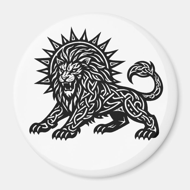 Íman Leão Zodíaco Sol‑Crina Leão | BurnsInHell (Frente)