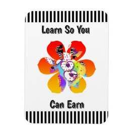 Íman Learn So You Can Earn Hearts Flowers Refrigerator 