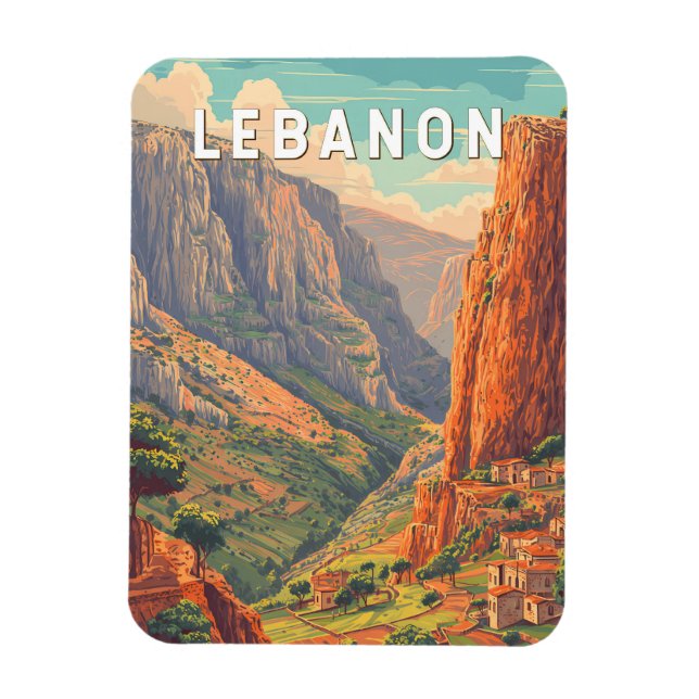 Íman Lebanon Illustration Travel Art Vintage (Vertical)