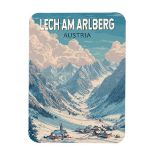 Íman Lech am Arlberg Áustria Ilustração Viagem Art