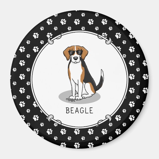 Íman Legal Beagle com óculos de sol (triz cor 3) Engraç (Frente)