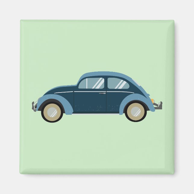 Íman legal carro retrô azul com algemas (Frente)
