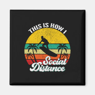 Íman Legal Divertido Retro Pôr do Sol Vintage Surfe Sur