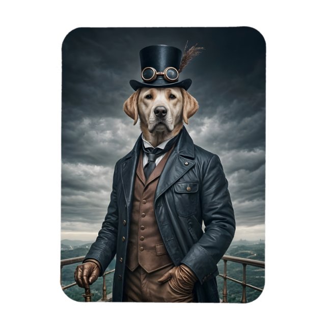 Íman Legal Elegante Victoriana Steampunk Labrador Dog A (Vertical)