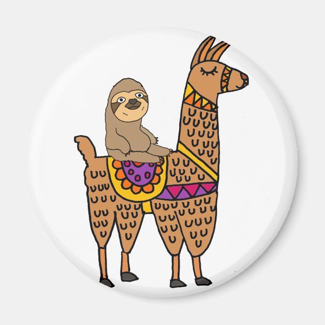 Íman Legal Funny Sloth Riding Llama (Frente)