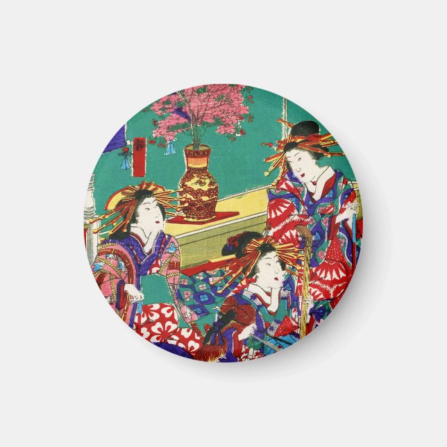 Íman Legal pinagem japonesa ukiyo-e geisha moça art (Frente)