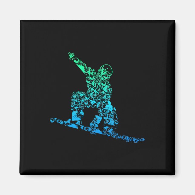 Íman Legal Roupa de Snowboarder e ideias dotadas de nev (Frente)