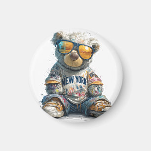 Íman Legal Urso de Teddy em Óculos de Sol e Camisa de N