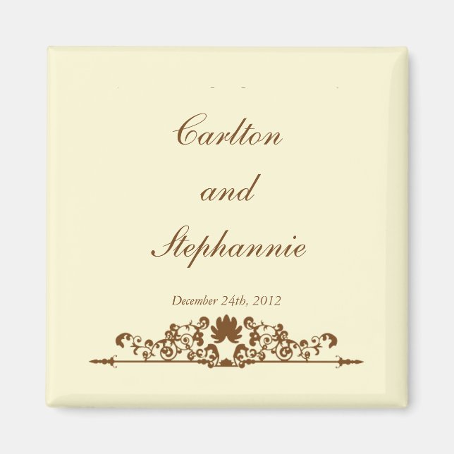 Íman Legant Ivory/Brown Wedding Magnet Favor (Frente)