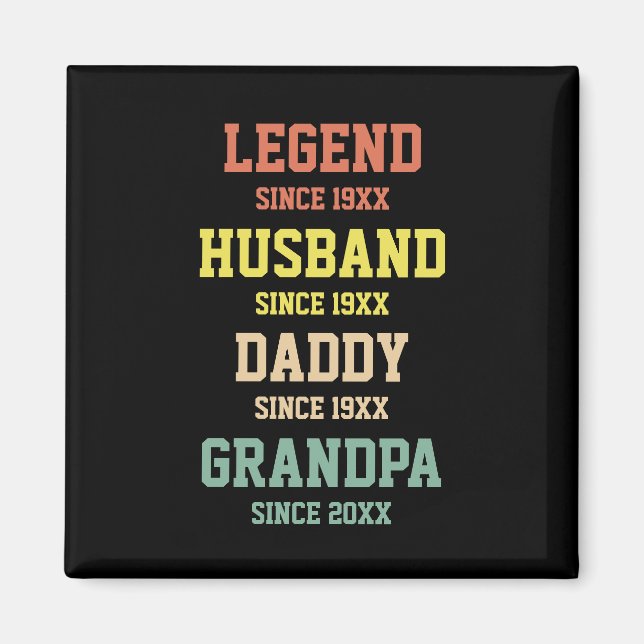 Íman Legenda Retro Personalizada Avô Pai Marido (Frente)