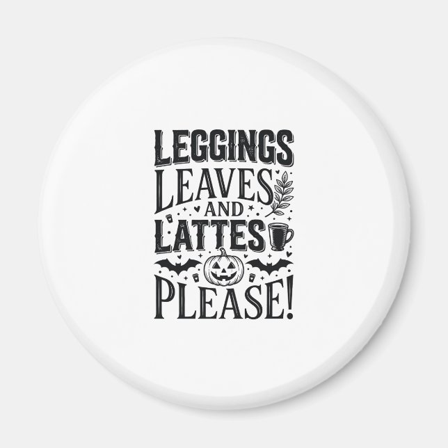 Íman Leggings Folhas Lattes Halloween Outono Desenho Ca (Frente)
