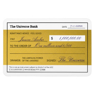 Íman Lei da Atração Cheque de Abundância Ouro Elegante